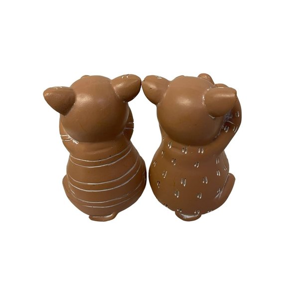 Speak No Evil and See No Evil Pig Figurines Ceramic Rustic Country 5" - Picture 5 of 6